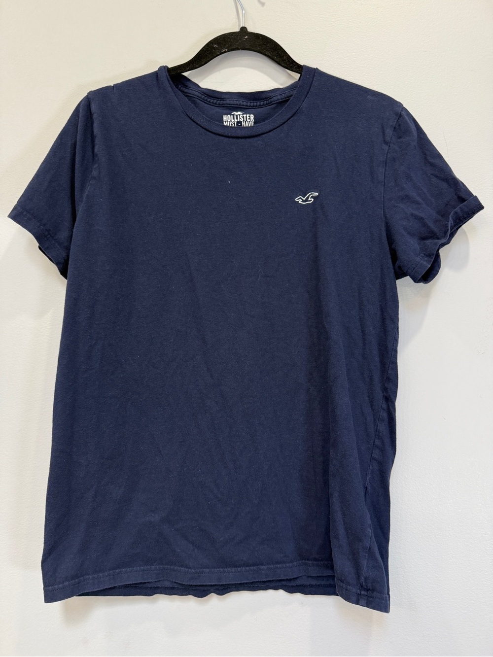 Hollister Navy Short Sleeve Crew Tee with Chest Logo